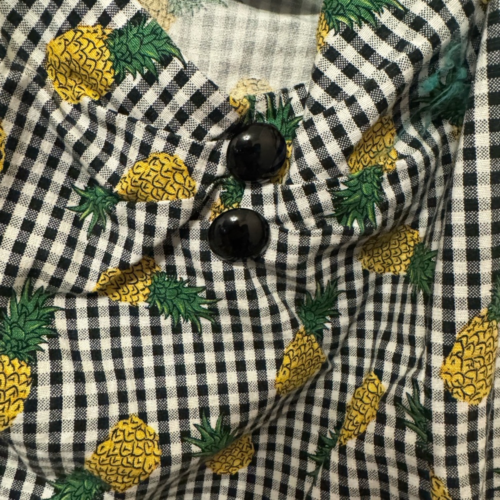 Collectif London Pineapple Gingham Print Blouse UK 22 / US 18 - Picture 6 of 7